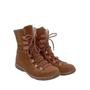 Timberland Reykir Ghillie Lace-Up Ankle Boots Tan Suede 11 Winter Cozy Boho Warm